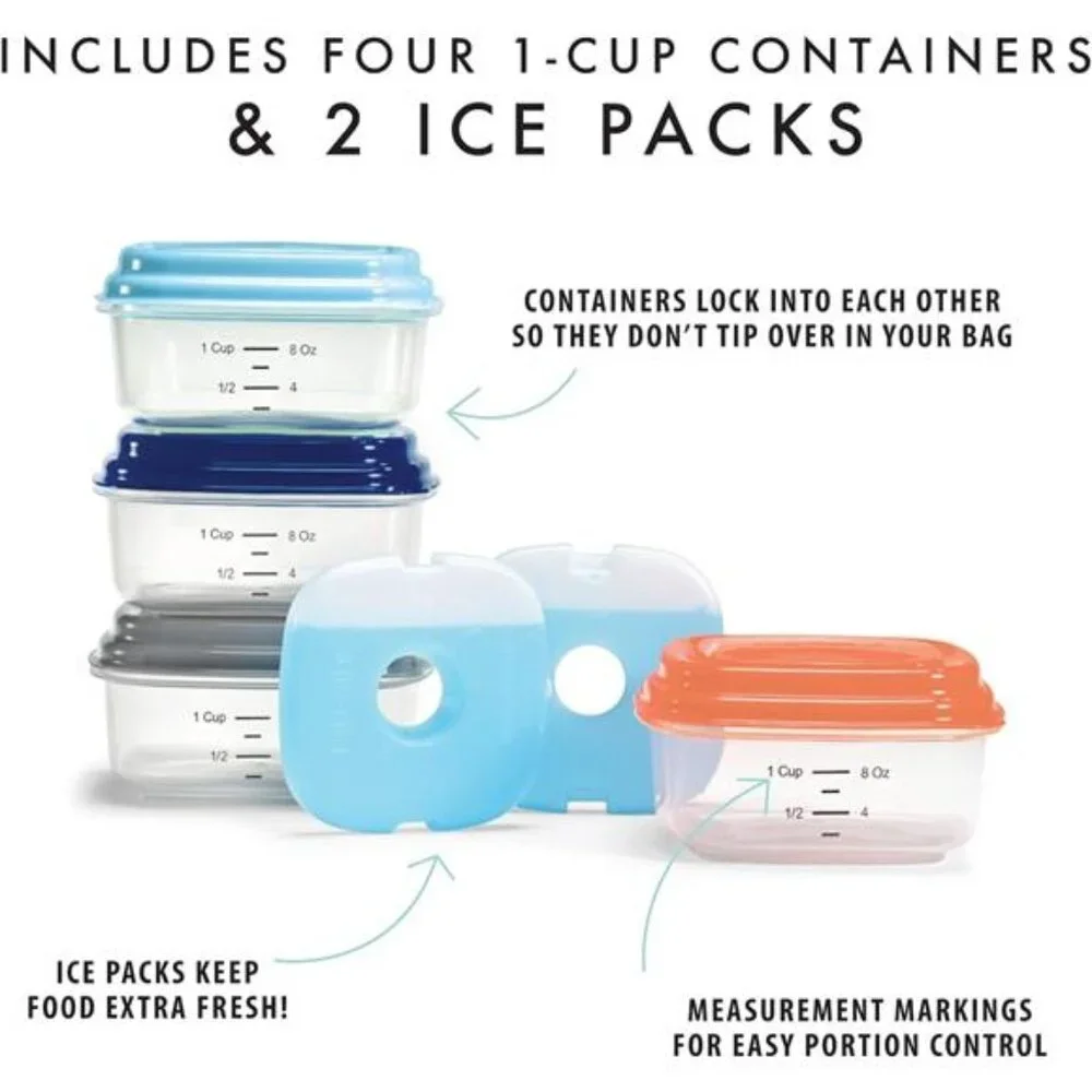 Fit & Fresh Small Plastic Containers With Lids 8 oz, Small Snack Containers